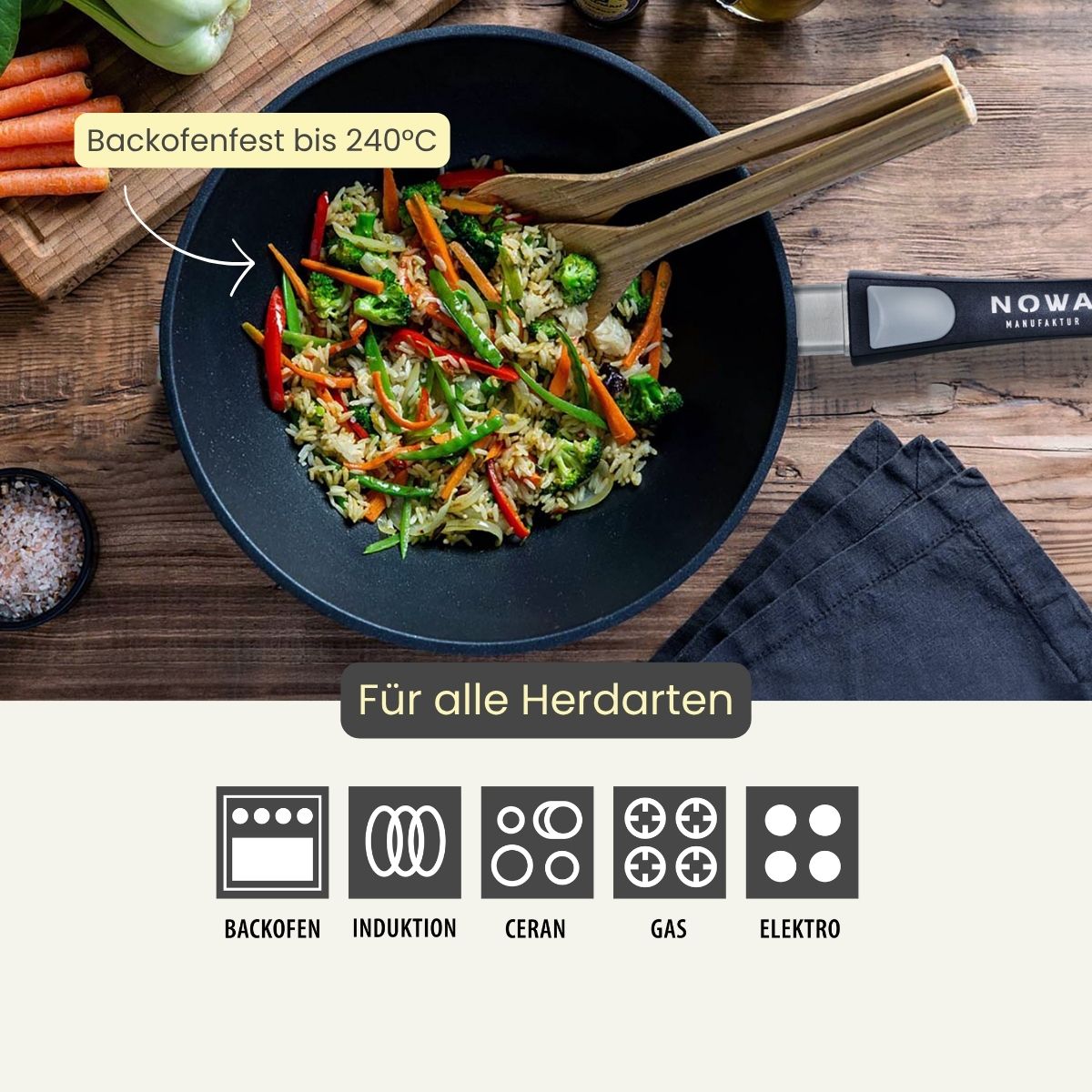 Guss Wok mit Stiel Ø 30cm