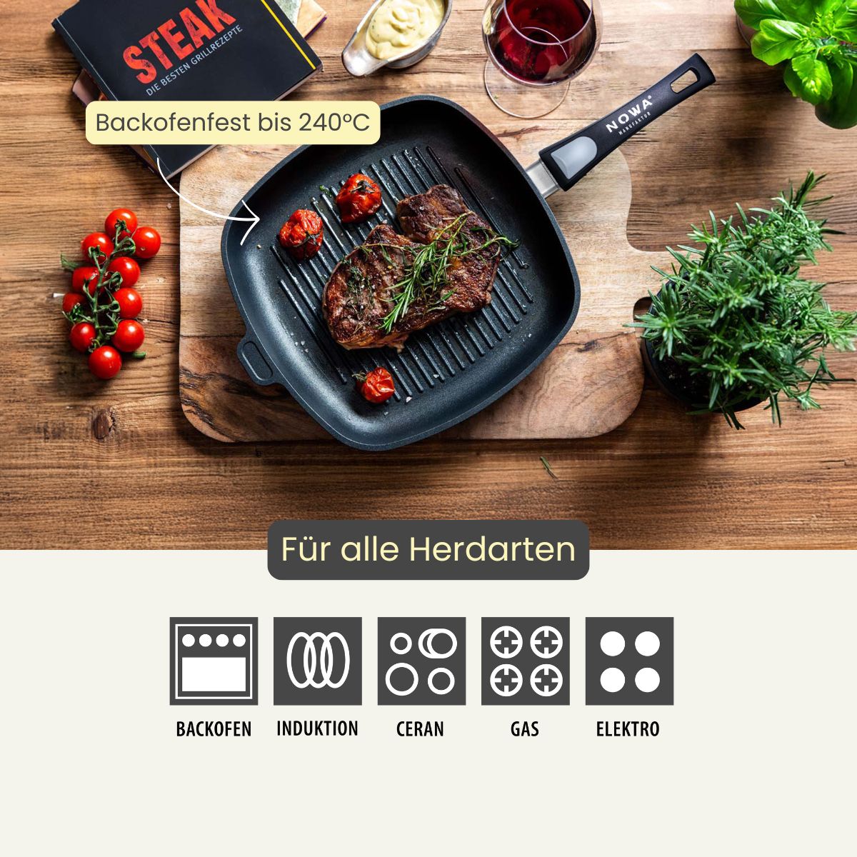 Eckige BBQ-Grillpfanne | flach 4 cm