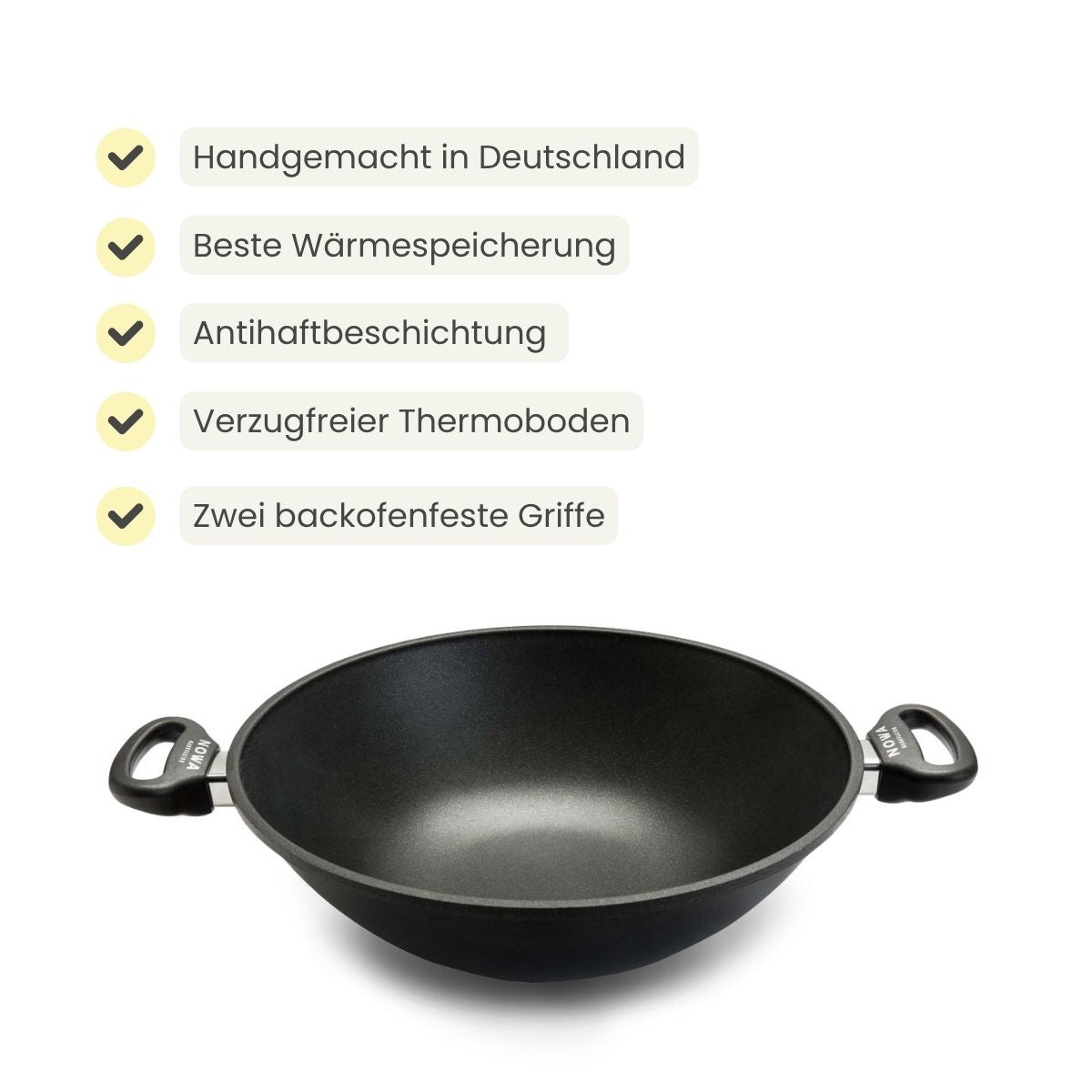 Guss-Wok Ø 32 cm mit 2 Griffen