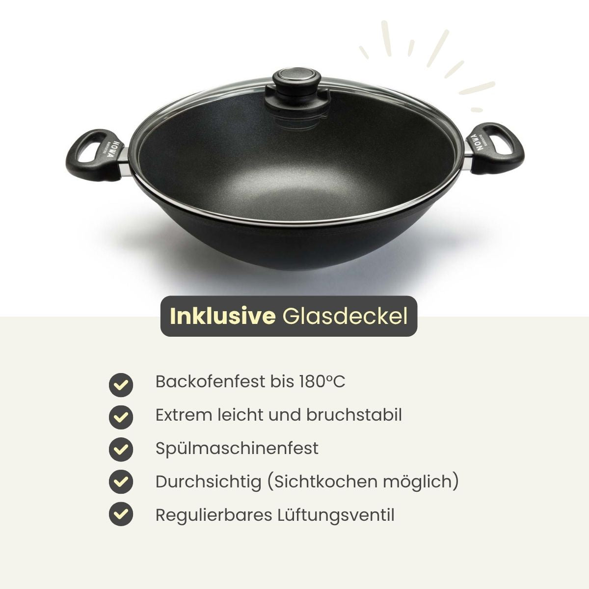 Guss-Wok Ø 32 cm mit 2 Griffen