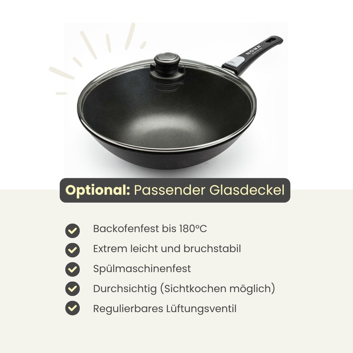 Guss Wok mit Stiel Ø 30cm