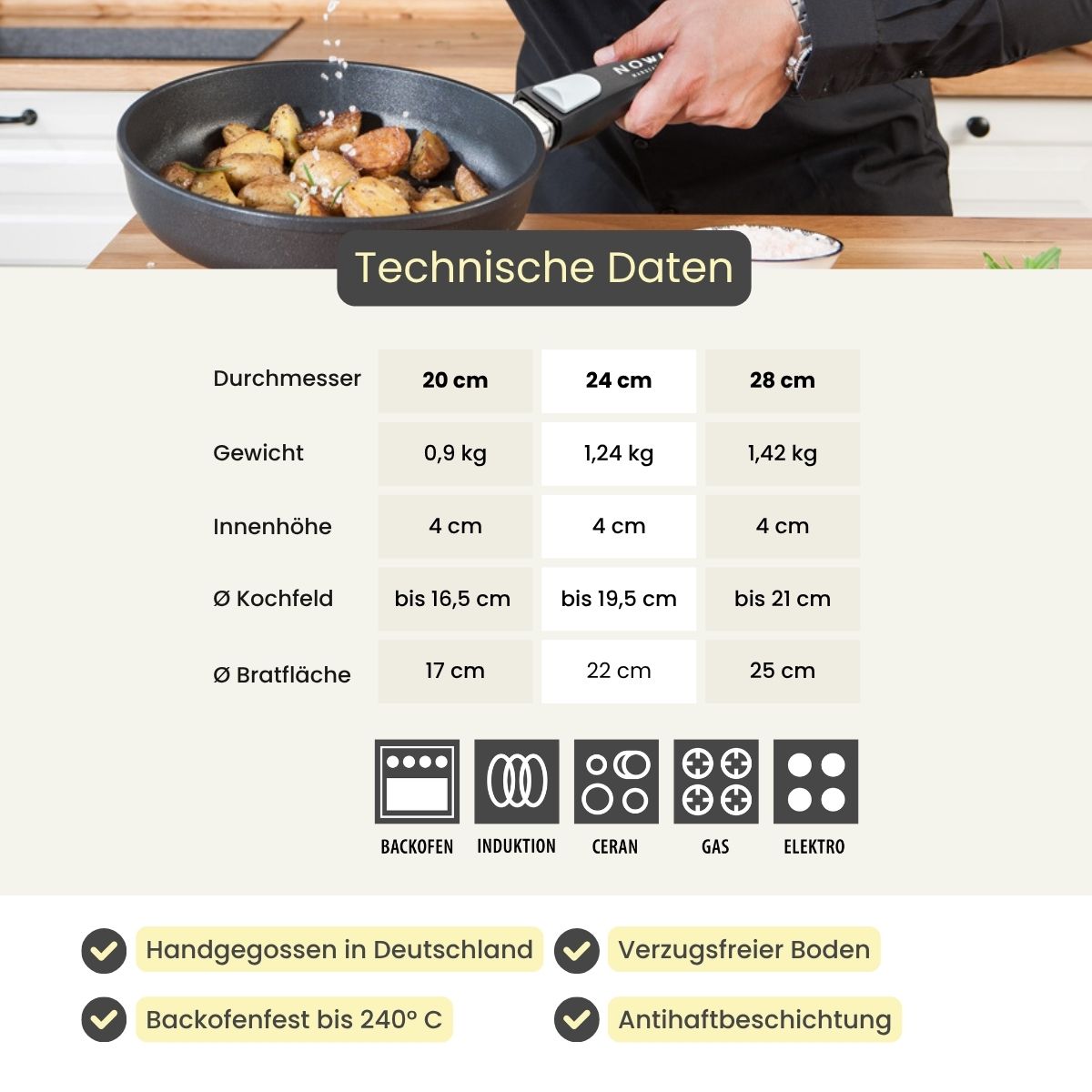Bratpfanne ECOlite Ø 20-28 cm | flach 4 cm